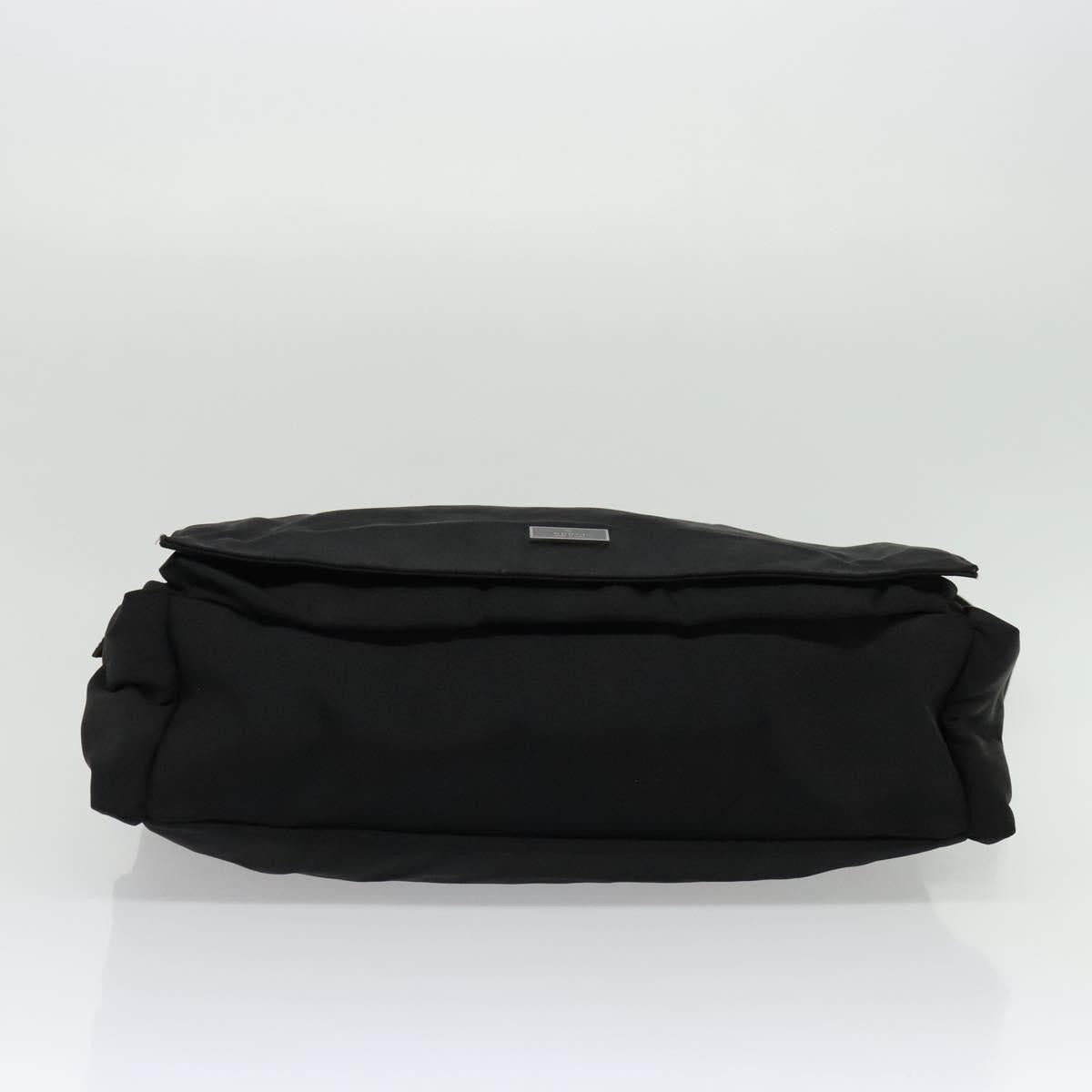 Gucci Side Pocket Flap Messenger Bag Nylon, BLACK, NYLON, Shoulder bag