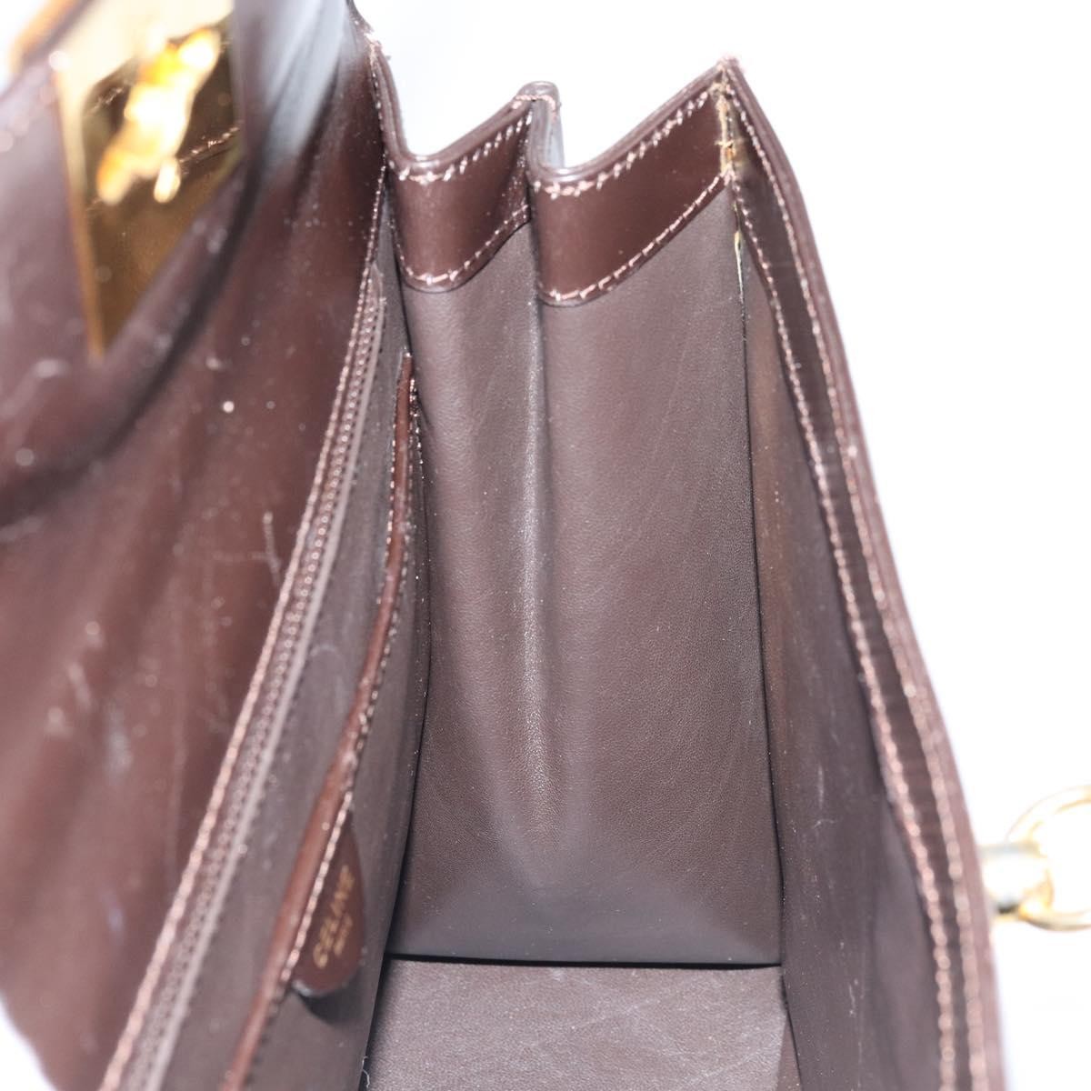 Celine Vintage Logo Top Handle Bag Leather, BROWN, LEATHER, Handbag