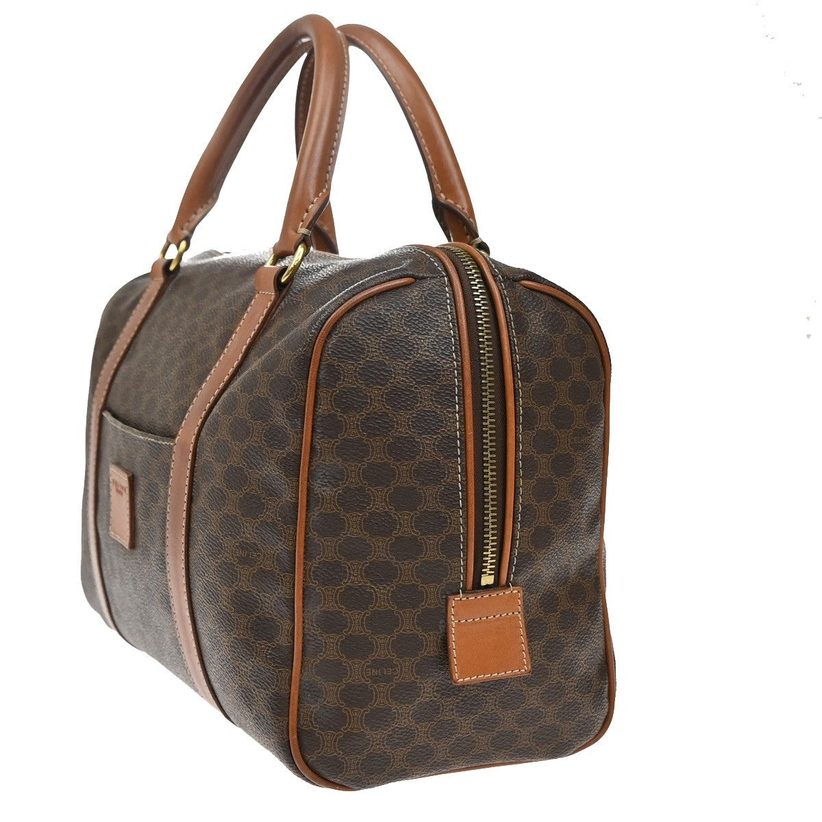 Celine Macadam Handbag Macadam with leather, BROWN, CANVAS, Handbag