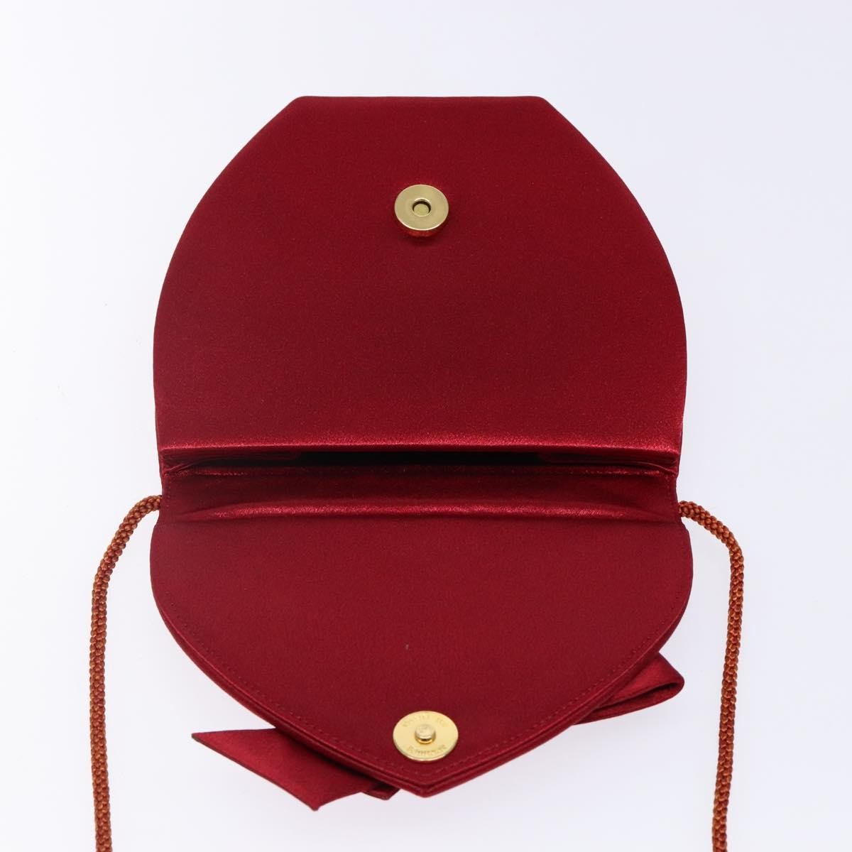 Saint Laurent Vintage Flap Crossbody Bag Silk, RED, SATIN, Clutche & pouche