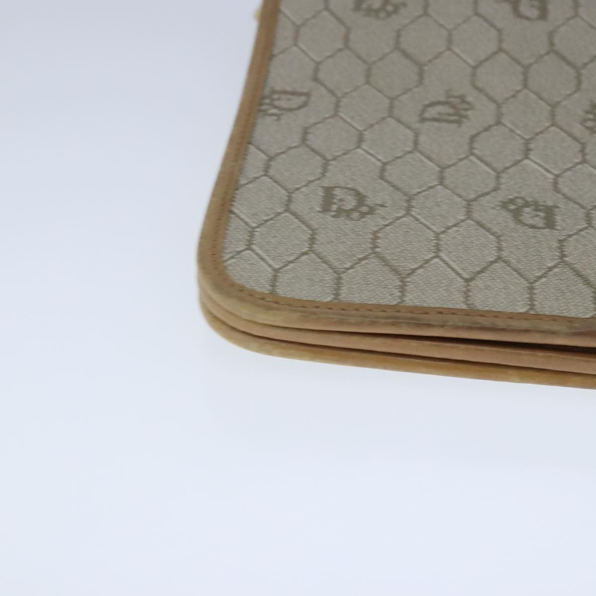 Christian Dior Vintage Honeycomb chain Canvas, BEIGE, CANVAS, Handbag