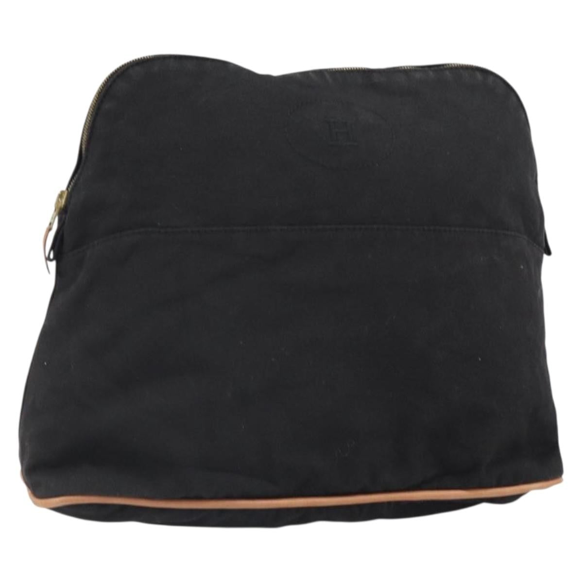 Hermes Bolide Pouch Canvas, BLACK, CANVAS, Clutche & pouche