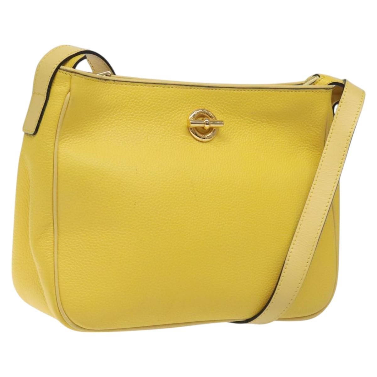 Celine Vintage Shoulder Bag Leather, YELLOW, LEATHER, Shoulder bag
