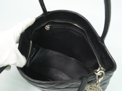 Chanel Medallion Tote Quilted Caviar, BLACK, LEATHER, Tote bag