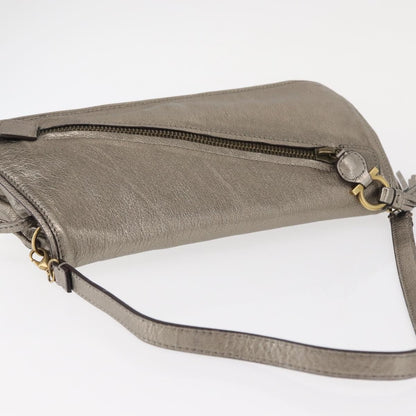 Salvatore Ferragamo Gancini Shoulder Bag Leather, SILVER, LEATHER, Shoulder bag