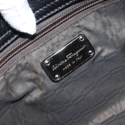 Salvatore Ferragamo Gancini handbag Leather, Black, Leather, Handbag