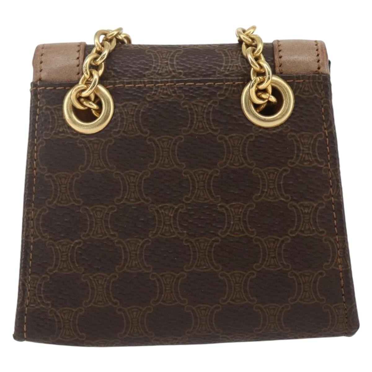 Celine Vintage Macadam Shoulder Bag Canvas and Leather, BROWN, CANVAS, Shoulder bag