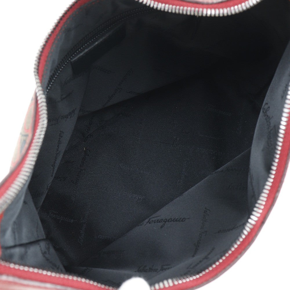 Salvatore Ferragamo Gancini Shoulder Bag Canvas, RED, CANVAS, Shoulder bag