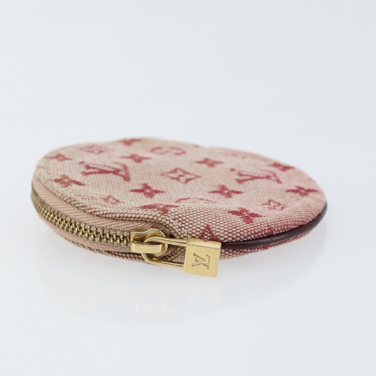 Louis Vuitton Round Coin Purse Mini Lin, RED, CANVAS, Wallets