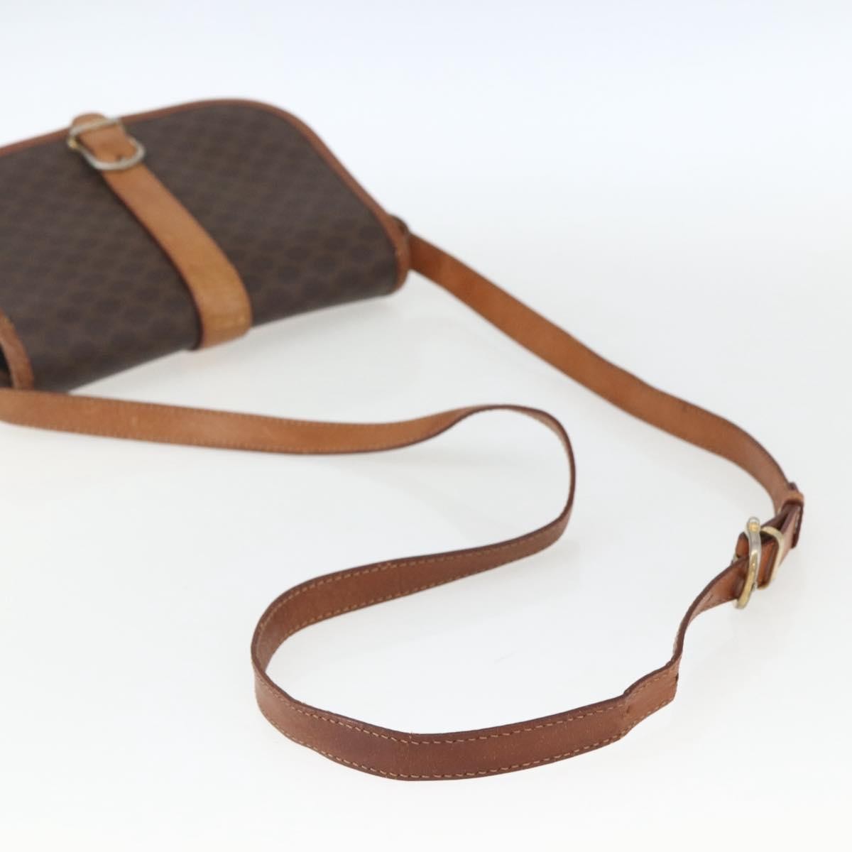 Celine Vintage Macadam Shoulder Bag Canvas and Leather, BROWN, CANVAS, Shoulder bag