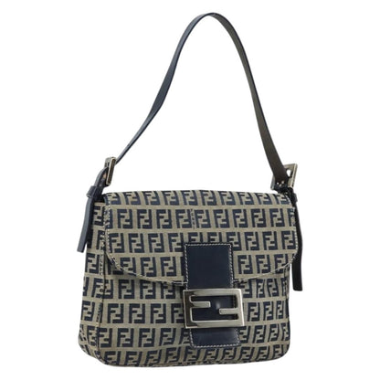 Fendi Mamma Baguette Shoulder Bag Canvas, NAVY, CANVAS, Shoulder bag