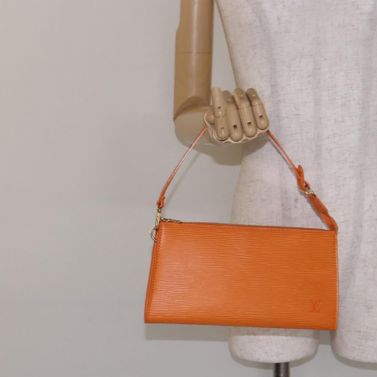 Louis Vuitton Pochette Accessoires Epi Leather, ORANGE, LEATHER, Clutche & pouche