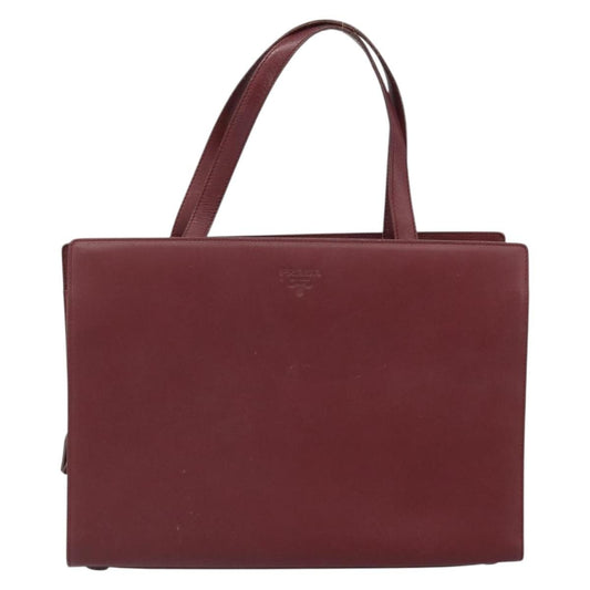 Prada Vintage Handbag Leather, BURGUNDY, LEATHER, Handbag