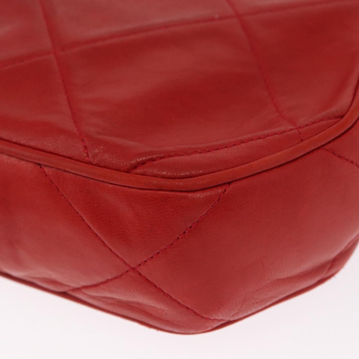 Chanel Vintage Diamond CC Tassel Shoulder Bag Quilted Leather, RED, LEATHER, Shoulder bag