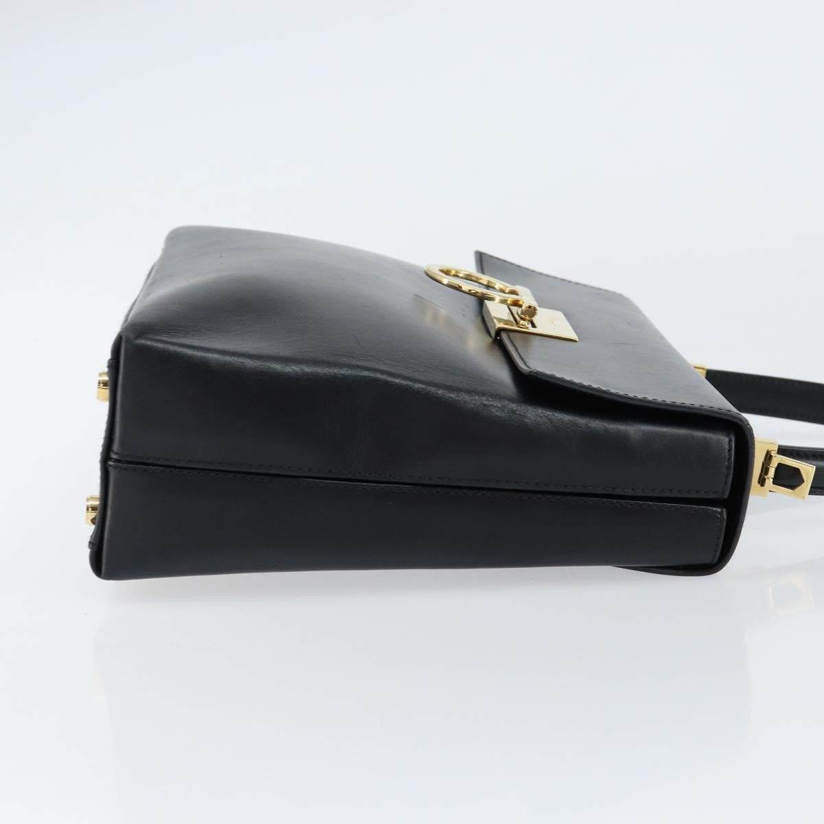 Salvatore Ferragamo Convertible Top Handle Bag Leather, BLACK, LEATHER, Handbag