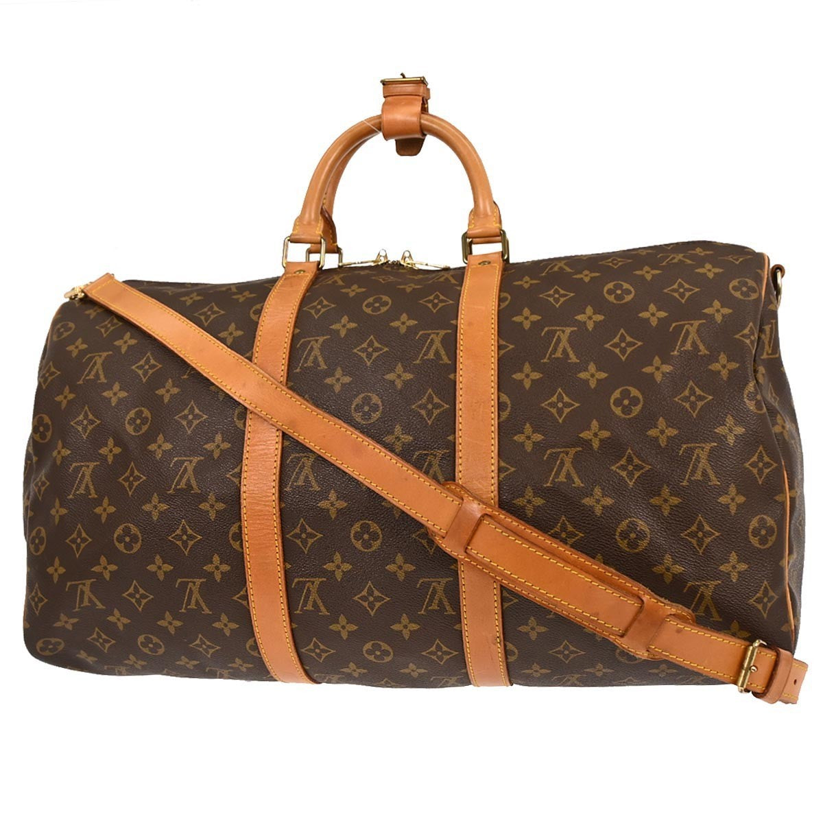 Louis Vuitton Keepall Bandouliere Bag Monogram Canvas, BROWN, CANVAS, Travel bag