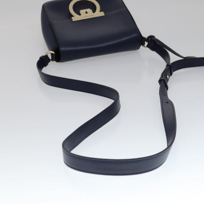 Salvatore Ferragamo Tassel Gancini Lock Flap Shoulder Bag Leather, NAVY, LEATHER, Shoulder bag