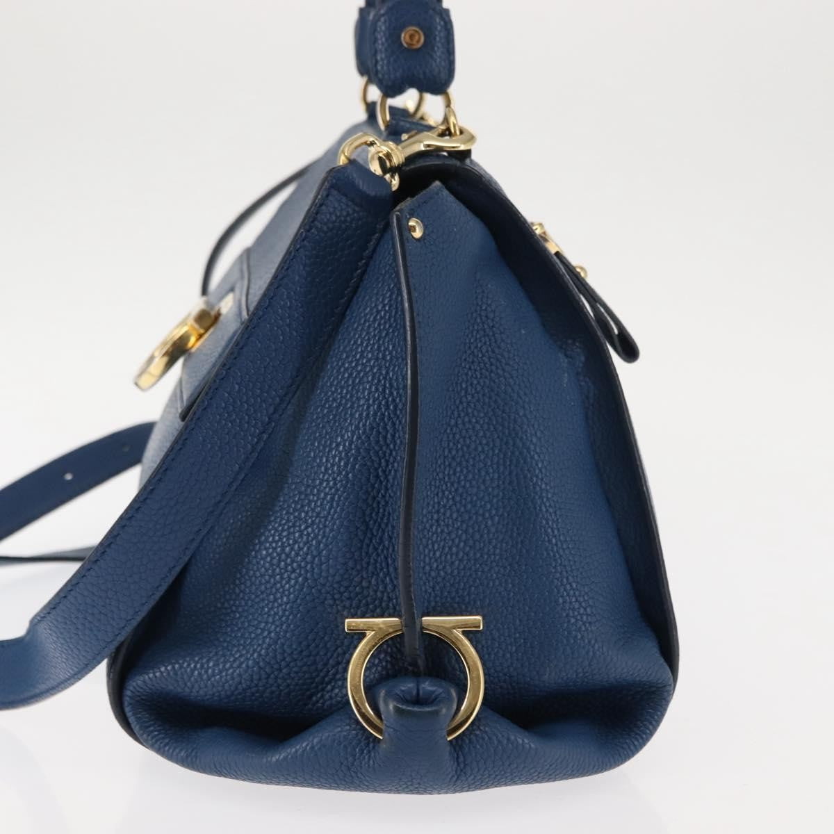 Salvatore Ferragamo Sofia Satchel Leather, BLUE, LEATHER, Handbag