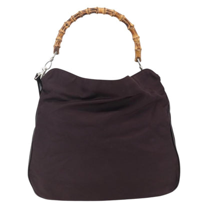 Gucci Vintage Bamboo Handle Bag Nylon, Burgundy, Nylon, Handbag