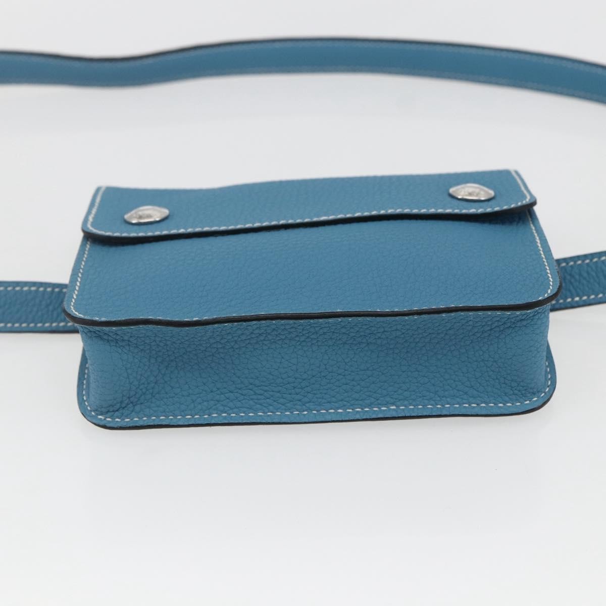 Hermes Pochette Green Waist Bag Leather, Blue, Leather, Shoulder Bag
