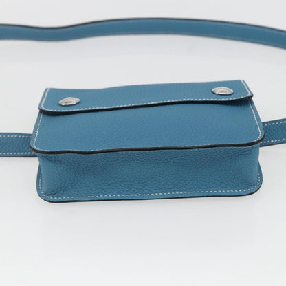 Hermes Pochette Green Waist Bag Leather, Blue, Leather, Shoulder Bag