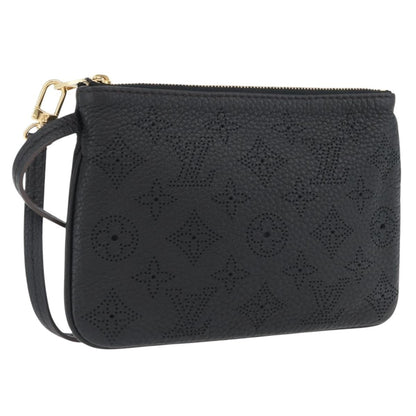 Louis Vuitton Selene Pochette Mahina Leather, Black, Leather, Clutch