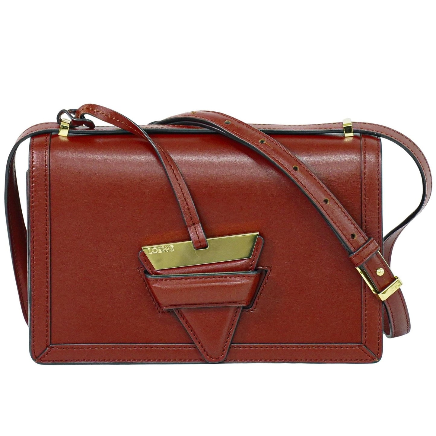 Loewe Barcelona Shoulder Bag Leather, BURGUNDY, LEATHER, Shoulder bag