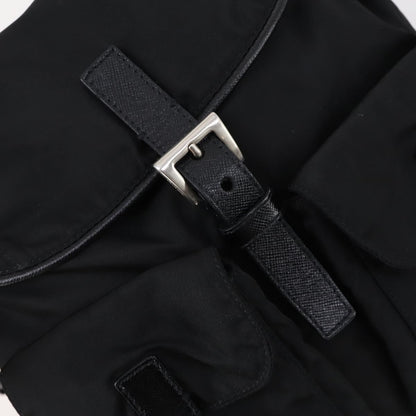 Prada Double Pocket Shoulder Bag Tessuto, BLACK, NYLON, Shoulder bag