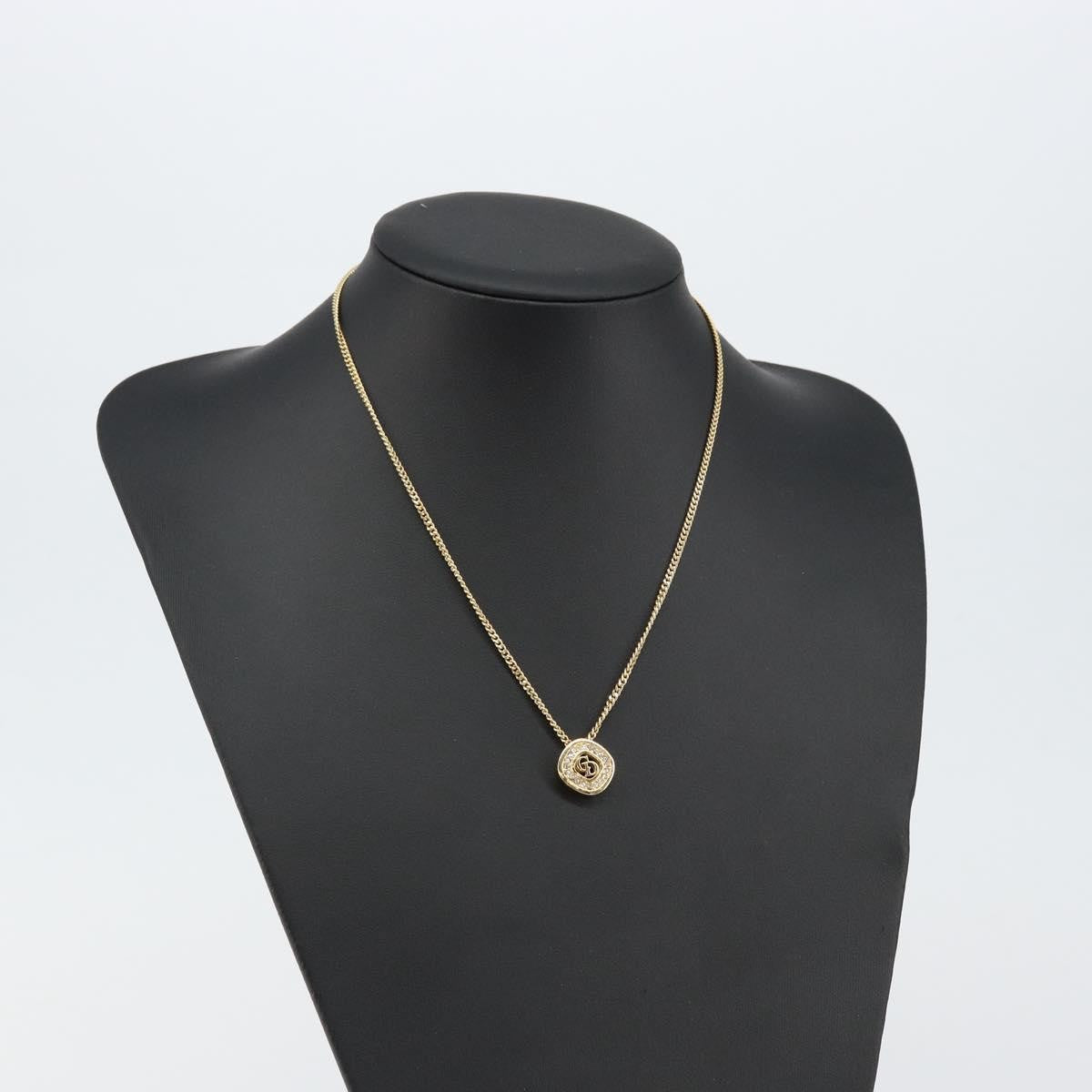 Christian Dior CD Pendant Necklace Metal and Crystals, GOLD, METAL, Necklace