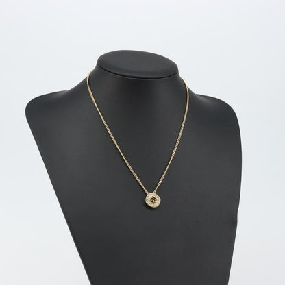 Christian Dior CD Pendant Necklace Metal and Crystals, GOLD, METAL, Necklace