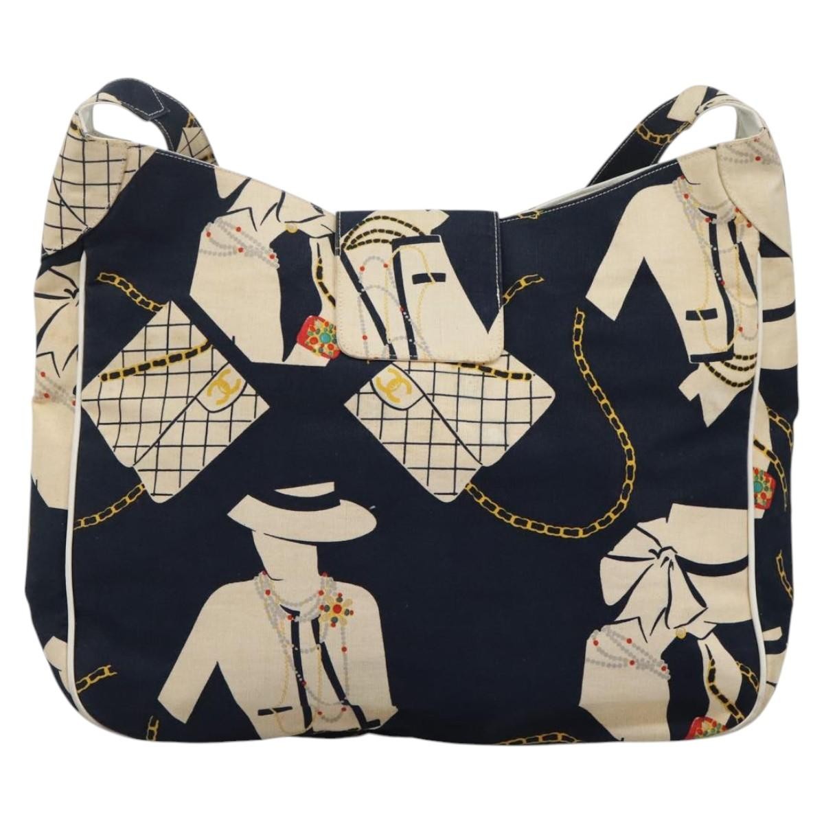 Chanel Miss Mademoiselle Shoulderbag Canvas, NAVY, CANVAS, Shoulder bag