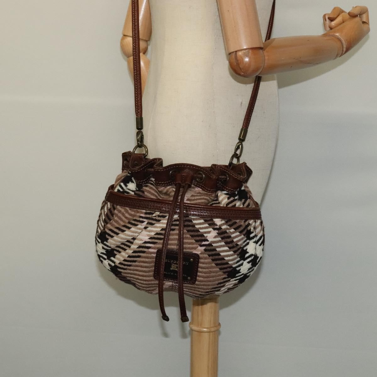 Burberry Blue Label Handbag Wool, BROWN, WOOL, Shoulder bag