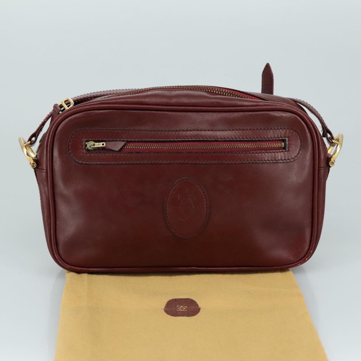 cartier Must de Cartier Shoulder Bag Leather, Burgundy, Leather, Shoulder Bag