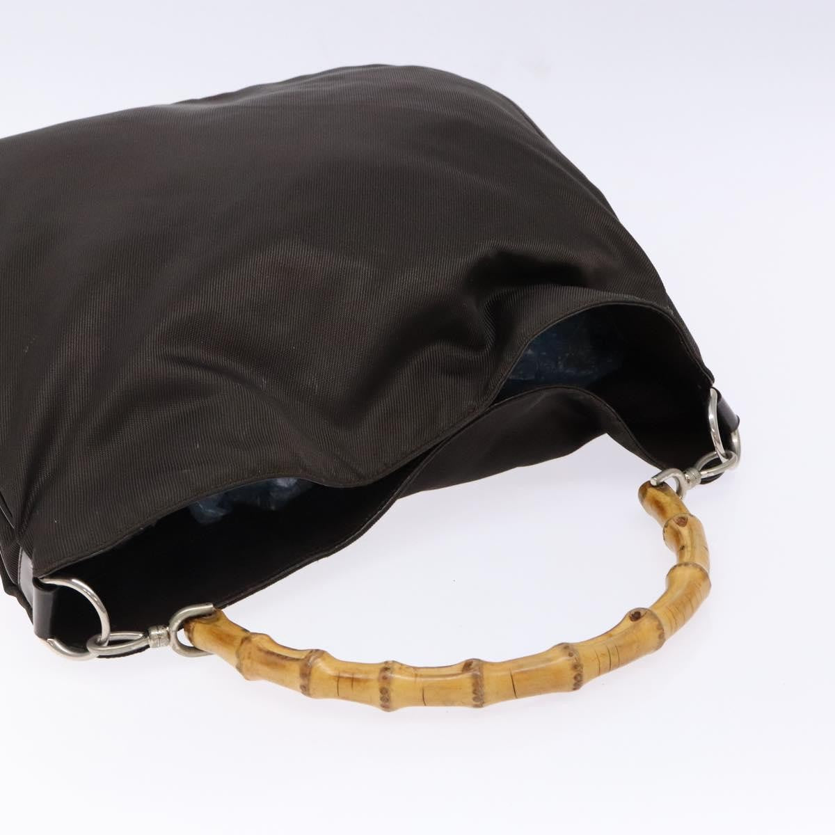 Gucci Vintage Bamboo Shoulder Bag Nylon, BROWN, NYLON, Shoulder bag