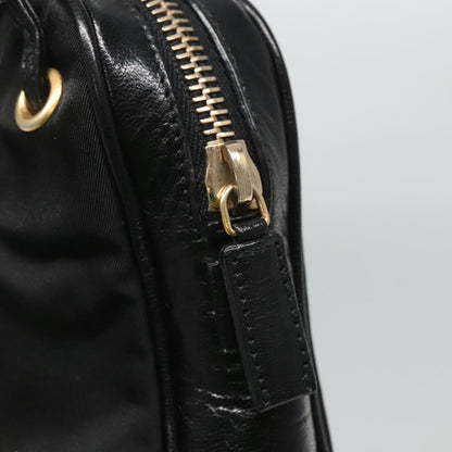 Prada SHOULDER BAG NYLON BLACK GOLD, Black, Nylon, Shoulder Bag