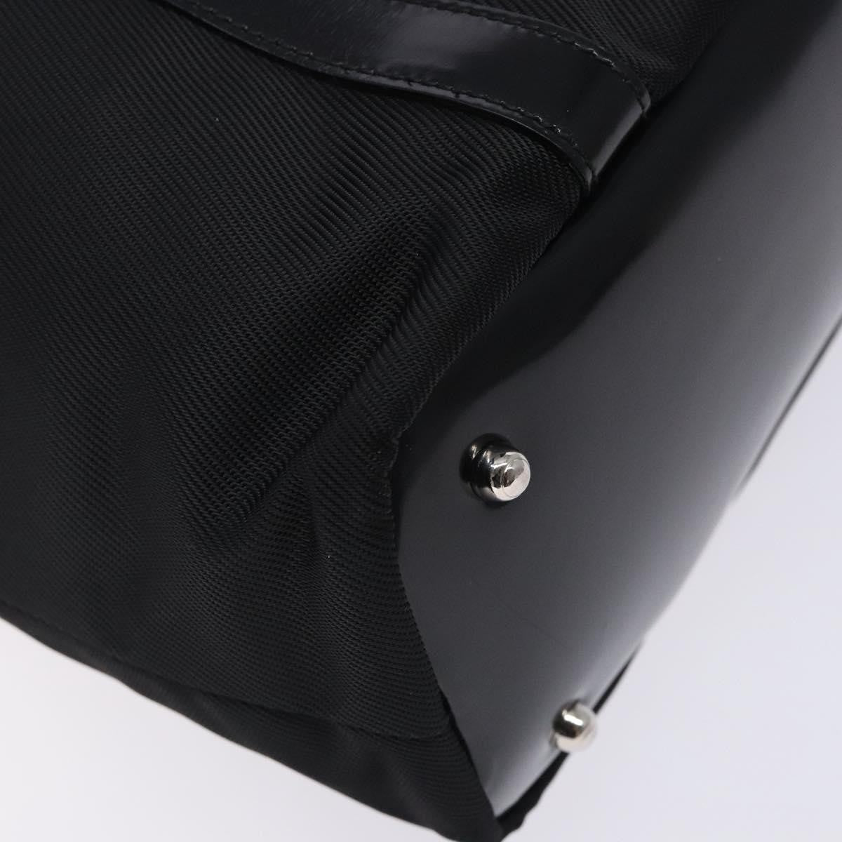 Gucci Vintage Bamboo Handle Tote Nylon, Black, Nylon, Tote Bag