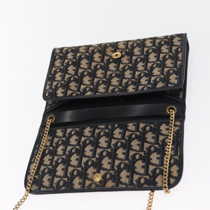 Christian Dior Vintage CD Chain Flap Shoulder Bag Diorissimo Canvas, NAVY, CANVAS, Shoulder bag