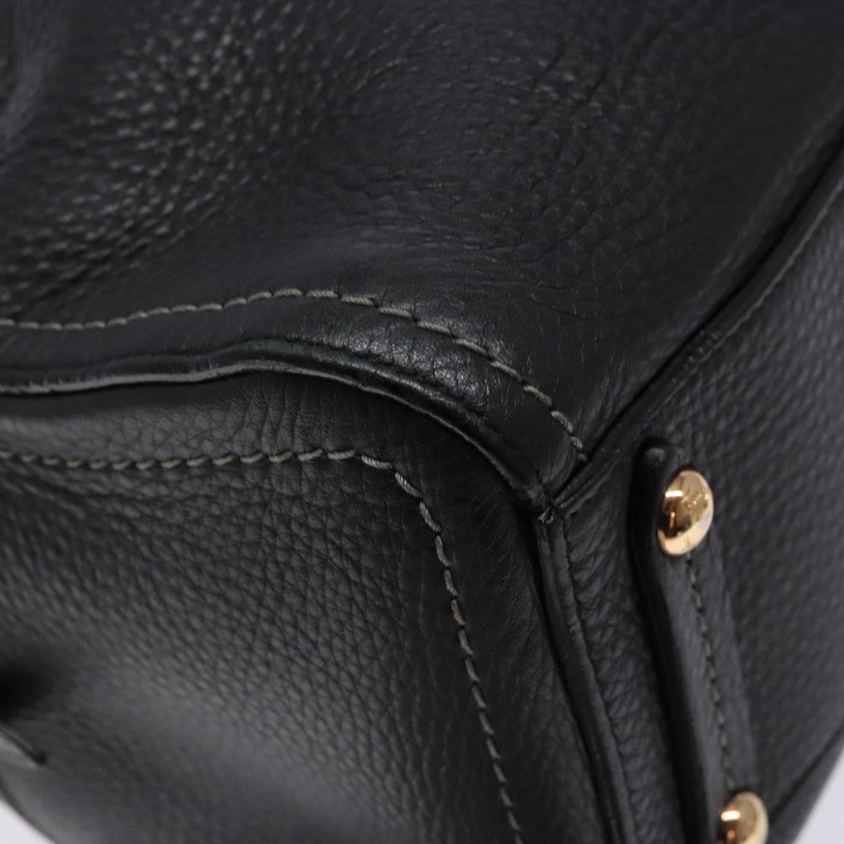 Salvatore Ferragamo Gancini handbag Leather, BLACK, LEATHER, Handbag