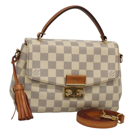 Louis Vuitton Croisette Handbag Damier, WHITE, CANVAS, Handbag