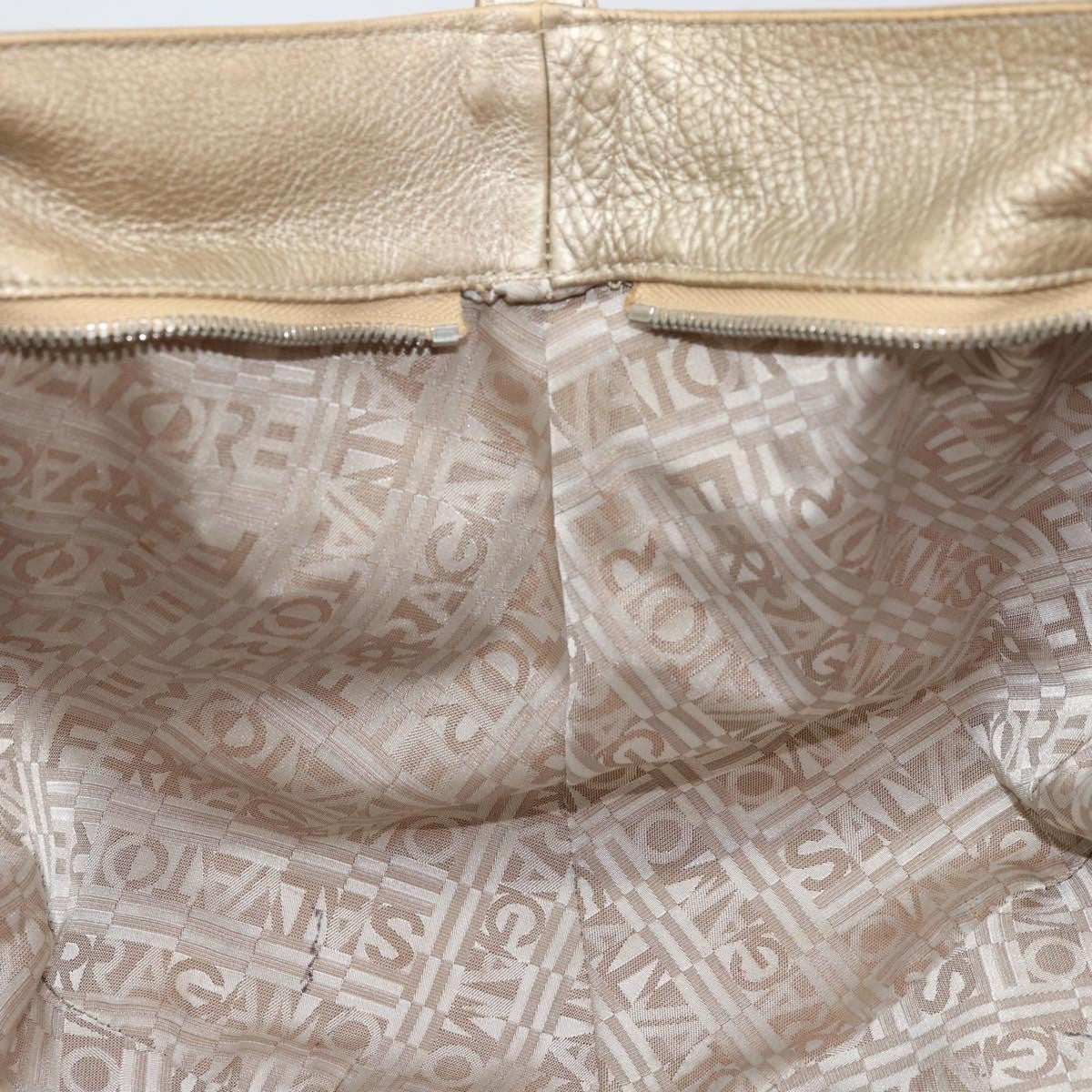 Salvatore Ferragamo Gancini handbag Leather, GOLD, LEATHER, Handbag