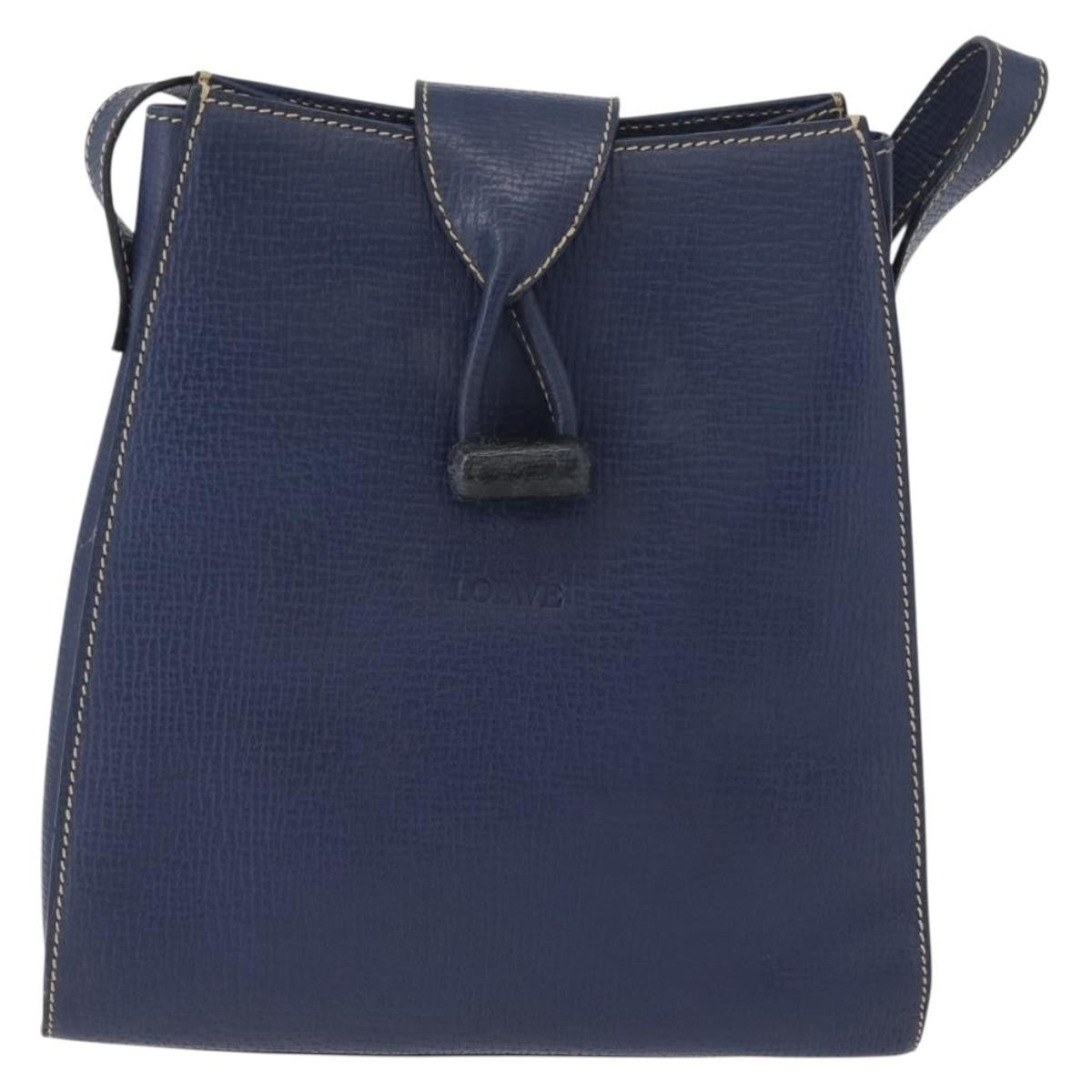 Loewe Vintage Shoulder Bag Leather, NAVY, LEATHER, Shoulder bag