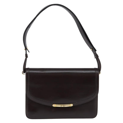 Christian Dior Flap Shoulder Bag Leather, BROWN, LEATHER, Shoulder bag