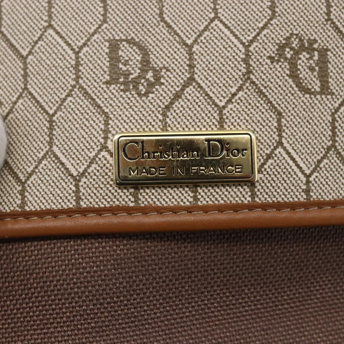 Christian Dior Vintage Honeycomb Flap Crossbody Bag Coated Canvas, BEIGE, CANVAS, Shoulder bag