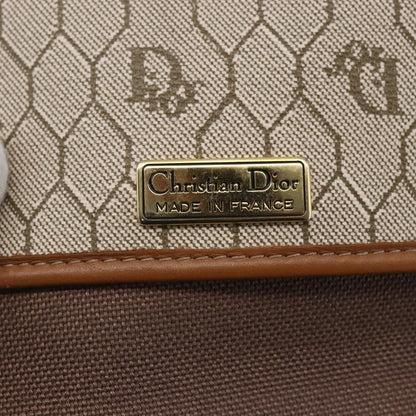 Christian Dior Vintage Honeycomb Flap Crossbody Bag Coated Canvas, BEIGE, CANVAS, Shoulder bag