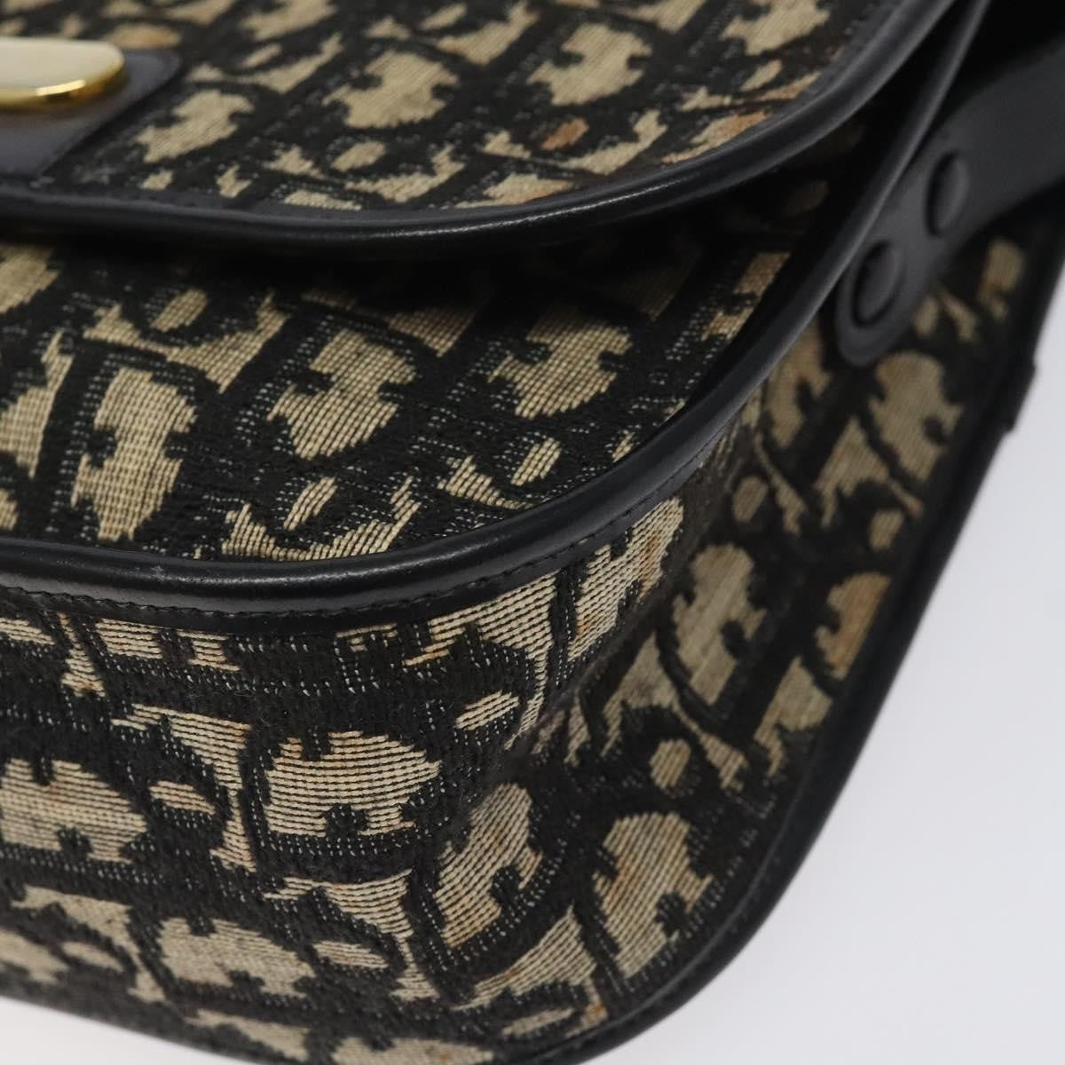 Christian Dior Vintage Flap Crossbody Bag Canvas, BLACK, CANVAS, Shoulder bag