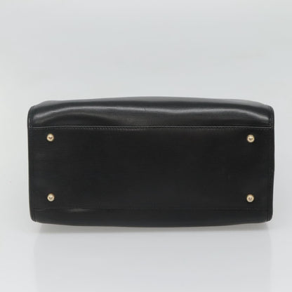 Celine Circle Logo Handbag Leather, BLACK, LEATHER, Handbag
