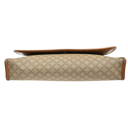 Celine Macadam Pochette Canvas and Leather, BEIGE, PVC, Clutche & pouche