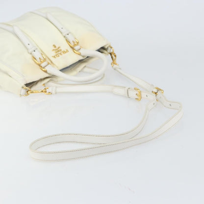 Prada Vintage Tote Tessuto with Leather, WHITE, NYLON, Tote bag