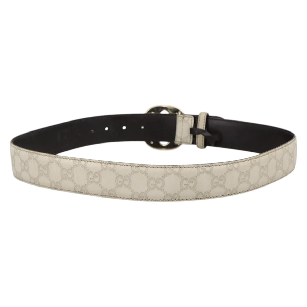 Gucci Vintage Interlocking G Reversible Belt Leather, White, Leather, Belt