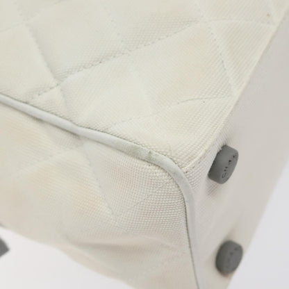 Chanel Vintage Logo Bowler Bag Quilted Canvas, WHITE, CANVAS, Handbag